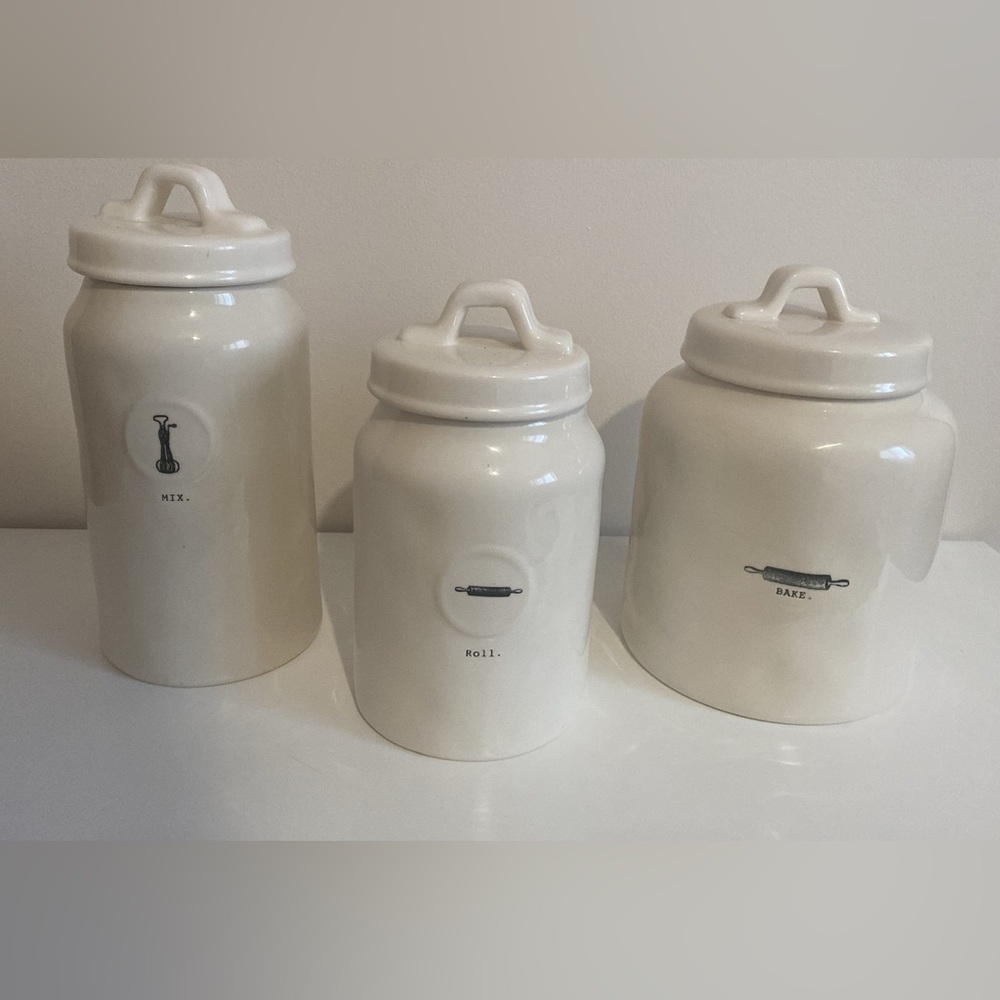 Ivory Ceramic Kitchen Canister Set